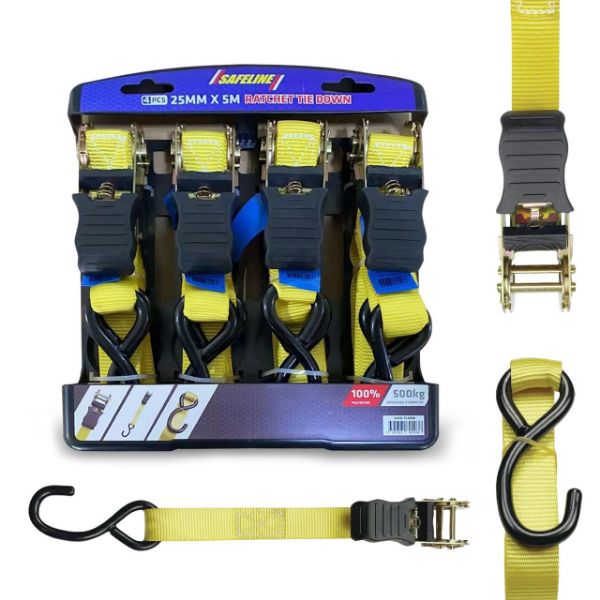 Picture of 4 PC 25mm X 5m RATCHET STRAP SET